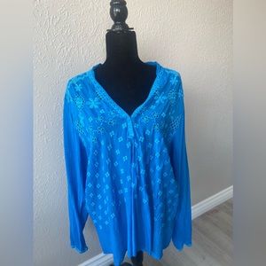 Johnny Was blue top size XL
